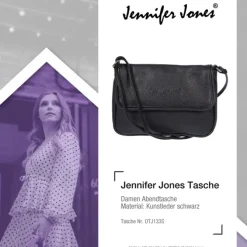 Abendtasche, Kunstleder schwarz Damentasche Jennifer Jones OTJ133S