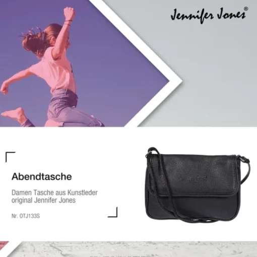 Abendtasche, Kunstleder schwarz Damentasche Jennifer Jones OTJ133S