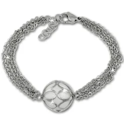 Amello Armband Anhänger Kugel mit Achat weiß Edelstahlschmuck ESAY02W