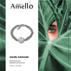Amello Armband Anhänger Kugel mit Achat weiß Edelstahlschmuck ESAY02W