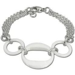 Amello Armband Keramik 3 Ringe weiß Damen Edelstahlschmuck ESAX05W
