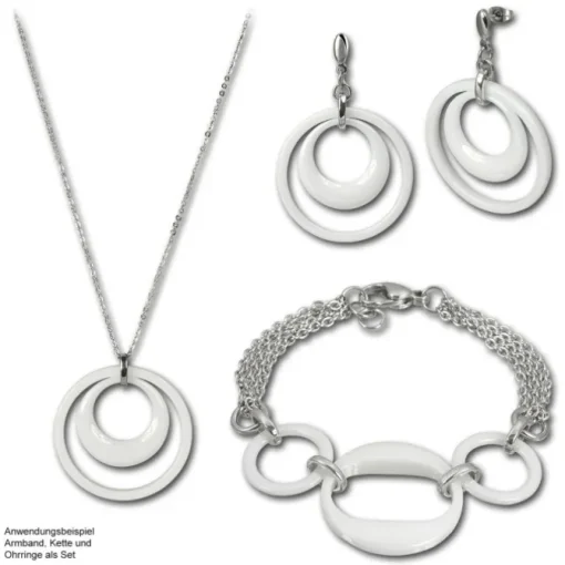 Amello Armband Keramik 3 Ringe weiß Damen Edelstahlschmuck ESAX05W