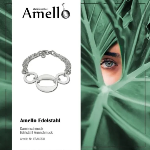 Amello Armband Keramik 3 Ringe weiß Damen Edelstahlschmuck ESAX05W