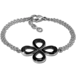 Amello Armband Keramik Blume schwarz Damen Edelstahlschmuck ESAX28S8