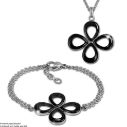 Amello Armband Keramik Blume schwarz Damen Edelstahlschmuck ESAX28S8