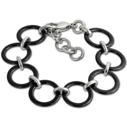 Amello Armband Keramik Circle schwarz Damen Edelstahlschmuck ESAX14S