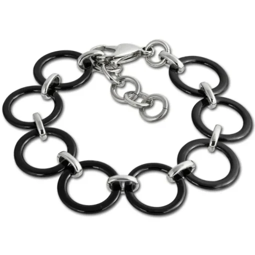 Amello Armband Keramik Circle schwarz Damen Edelstahlschmuck ESAX14S