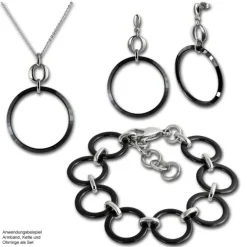 Amello Armband Keramik Circle schwarz Damen Edelstahlschmuck ESAX14S