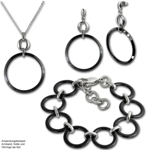 Amello Armband Keramik Circle schwarz Damen Edelstahlschmuck ESAX14S