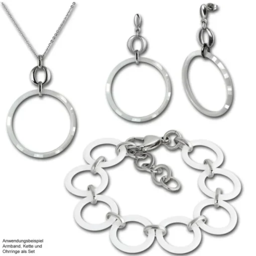 Amello Armband Keramik Circle weiß Damen Edelstahlschmuck ESAX14W