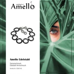 Amello Armband Keramik Circle schwarz Damen Edelstahlschmuck ESAX14S
