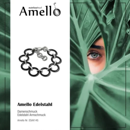 Amello Armband Keramik Circle schwarz Damen Edelstahlschmuck ESAX14S