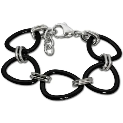 Amello Armband Keramik Dreiecke schwarz Damen Edelstahlschmuck ESAX07S