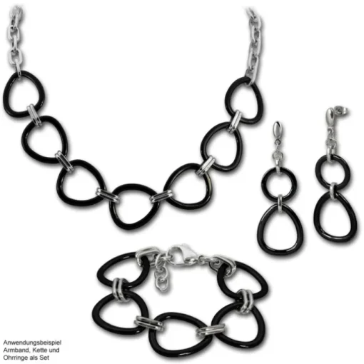 Amello Armband Keramik Dreiecke schwarz Damen Edelstahlschmuck ESAX07S