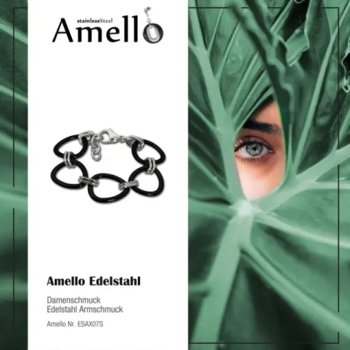 Amello Armband Keramik Dreiecke schwarz Damen Edelstahlschmuck ESAX07S
