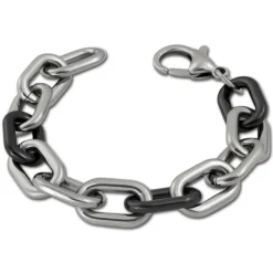 Amello Armband Keramik grobe Glieder schwarz Damen Edelstahlschmuck ESAX19S9
