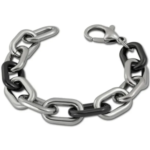 Amello Armband Keramik grobe Glieder schwarz Damen Edelstahlschmuck ESAX19S9