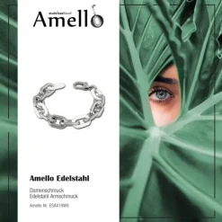 Amello Armband Keramik grobe Glieder weiß Damen Edelstahlschmuck ESAX19W9