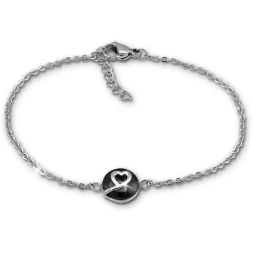 Amello Armband Keramik Herzchen schwarz Damen Edelstahlschmuck ESAX34S8