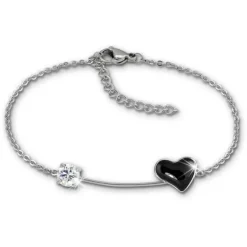 Amello Armband Keramik Herz Zirkonia schwarz Damen Edelstahlschmuck ESAX40S8