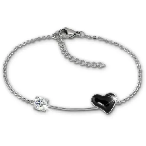 Amello Armband Keramik Herz Zirkonia schwarz Damen Edelstahlschmuck ESAX40S8