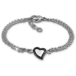 Amello Armband Keramik Herz schwarz Damen Edelstahlschmuck ESAX33S8