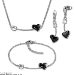 Amello Armband Keramik Herz Zirkonia schwarz Damen Edelstahlschmuck ESAX40S8