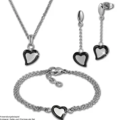 Amello Armband Keramik Herz schwarz Damen Edelstahlschmuck ESAX33S8