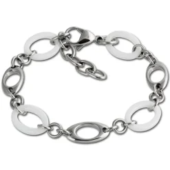 Amello Armband Keramik Kegel weiß Damen Edelstahlschmuck ESAX15W
