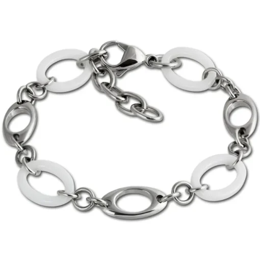 Amello Armband Keramik Kegel weiß Damen Edelstahlschmuck ESAX15W