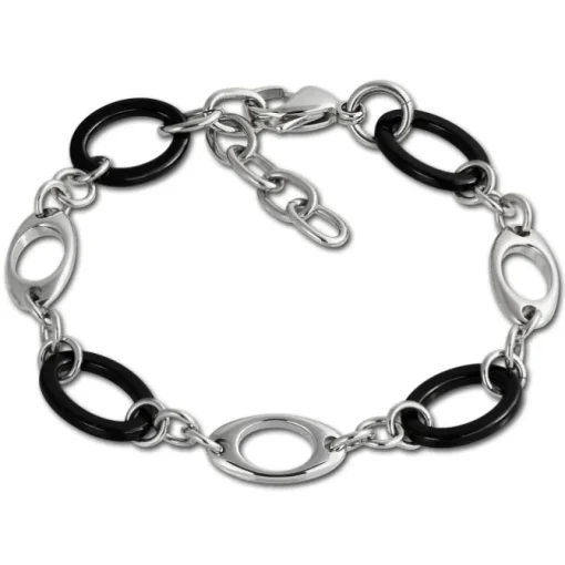 Amello Armband Keramik Kegel schwarz Damen Edelstahlschmuck ESAX15S