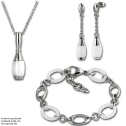 Amello Armband Keramik Kegel weiß Damen Edelstahlschmuck ESAX15W