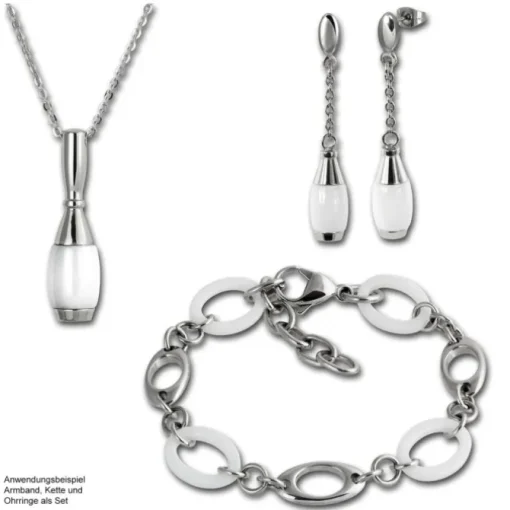 Amello Armband Keramik Kegel weiß Damen Edelstahlschmuck ESAX15W