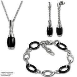 Amello Armband Keramik Kegel schwarz Damen Edelstahlschmuck ESAX15S