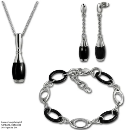 Amello Armband Keramik Kegel schwarz Damen Edelstahlschmuck ESAX15S