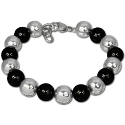 Amello Armband Keramik Kugeln schwarz Damen Edelstahlschmuck ESAX12S