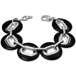 Amello Armband Keramik Magic schwarz Damen Edelstahlschmuck ESAX03S