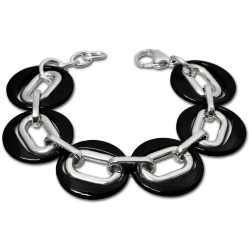 Amello Armband Keramik Magic schwarz Damen Edelstahlschmuck ESAX03S