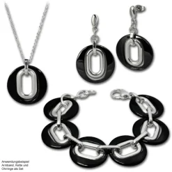 Amello Armband Keramik Magic schwarz Damen Edelstahlschmuck ESAX03S