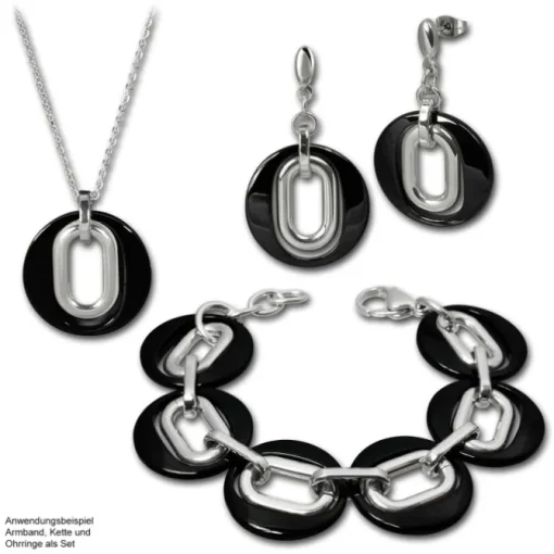 Amello Armband Keramik Magic schwarz Damen Edelstahlschmuck ESAX03S