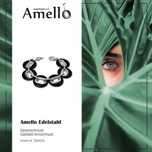 Amello Armband Keramik Magic schwarz Damen Edelstahlschmuck ESAX03S