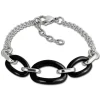 Amello Armband Keramik Ovale schwarz Damen Edelstahlschmuck ESAX16S