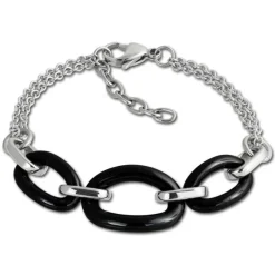 Amello Armband Keramik Ovale schwarz Damen Edelstahlschmuck ESAX16S