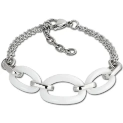 Amello Armband Keramik Ovale weiß Damen Edelstahlschmuck ESAX16W