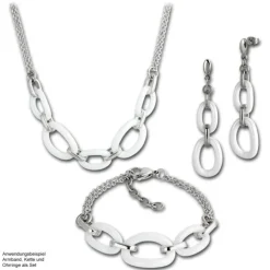 Amello Armband Keramik Ovale weiß Damen Edelstahlschmuck ESAX16W