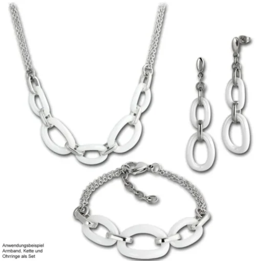 Amello Armband Keramik Ovale weiß Damen Edelstahlschmuck ESAX16W