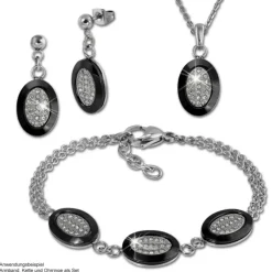 Amello Armband Keramik Oval schwarz Zirkonia Damen Edelstahlschmuck ESAX32S8