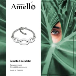 Amello Armband Keramik Ovale weiß Damen Edelstahlschmuck ESAX16W