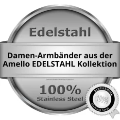 Amello Armband Keramik Oval schwarz Zirkonia Damen Edelstahlschmuck ESAX32S8