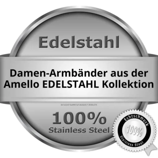 Amello Armband Keramik Oval schwarz Zirkonia Damen Edelstahlschmuck ESAX32S8